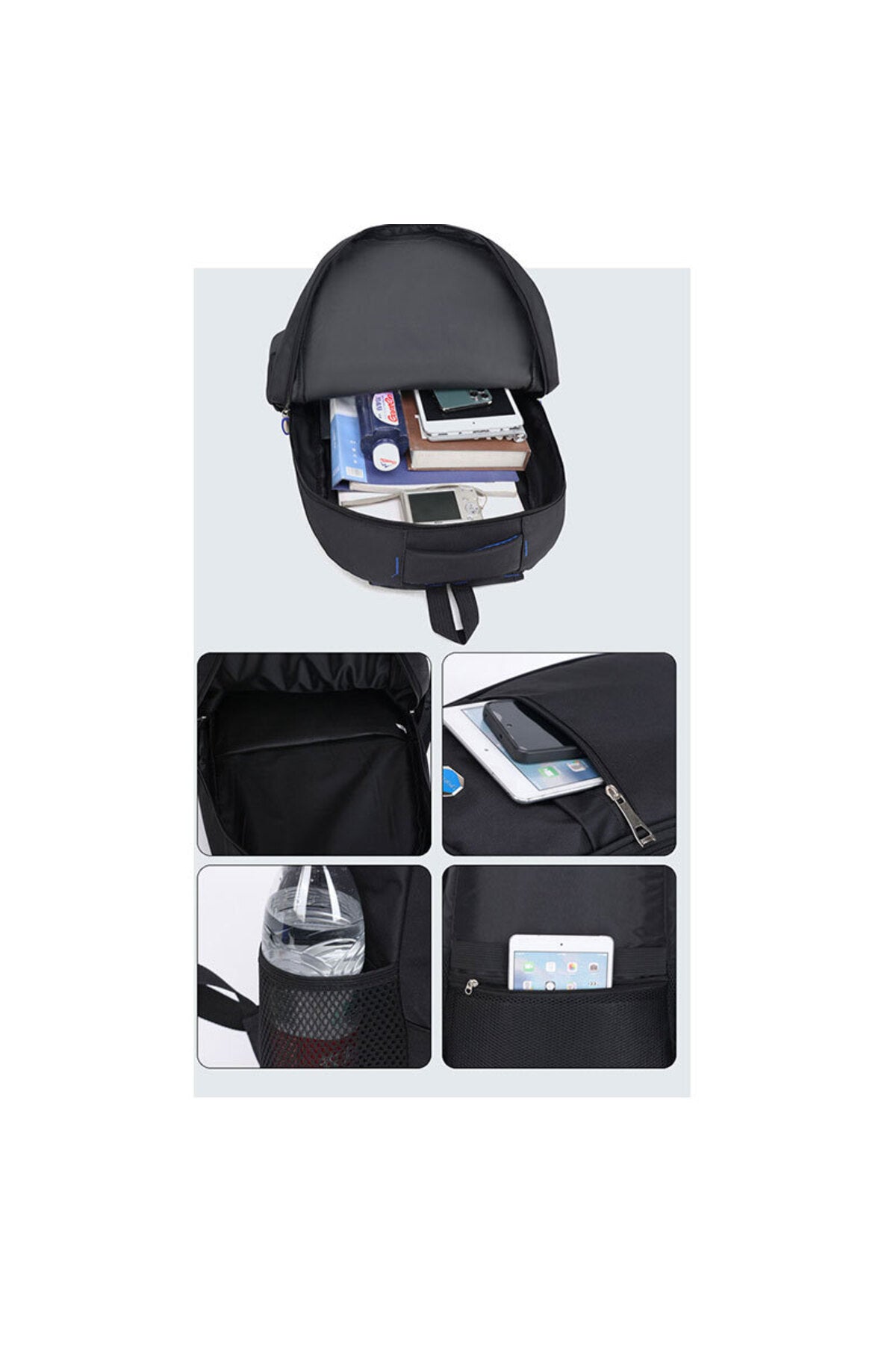 Rucsac Sport pentru Laptop, Impermeabil, Negru cu Accente Roșii