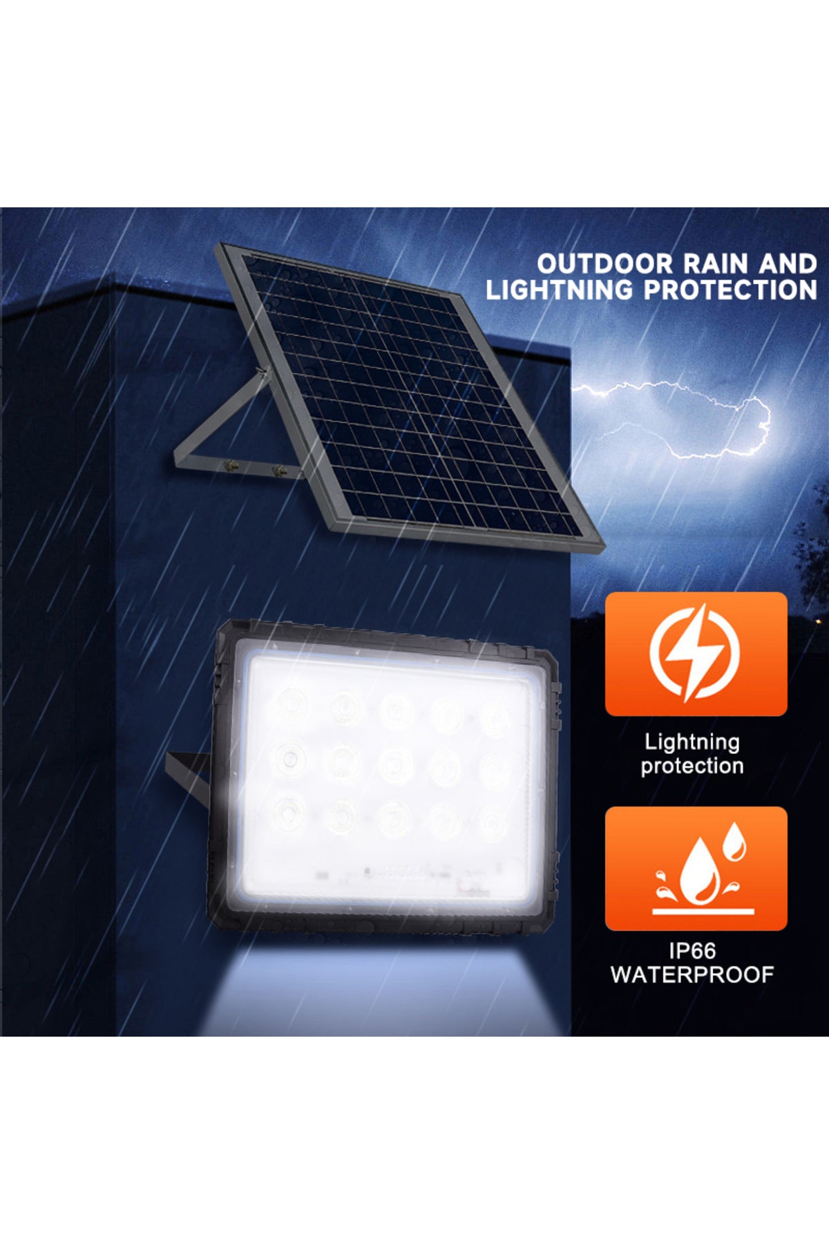 Jiayi Proiector LED Solar Honor, Putere 800W, Autonomie 12h, Kit Complet cu Panou Fotovoltaic și Telecomandă, Rezistent la Apă IP66/IP67, Lumină Alb Rece 6000-6500K