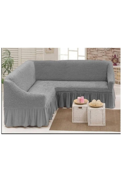 Husă Elastică și Creponată Pentru Colțar cu Volane, Material Elastic Universal, Diverse Culori
