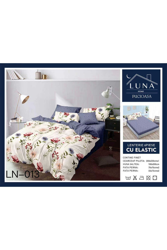 Set Lenjerie de Pat Finet 6 Piese (Pat Dublu) - Model Floral