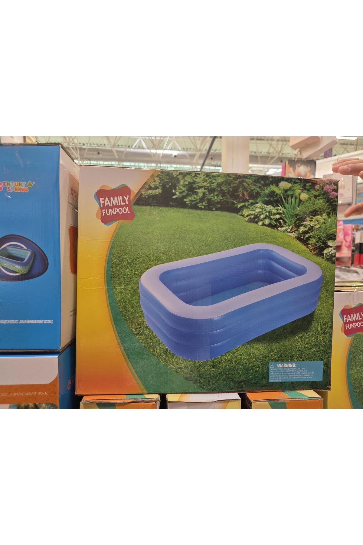 Piscină Gonflabilă de Exterior, Dreptunghiulară, pentru Toată Familia, 305x183x66cm, cu 3 Inele
