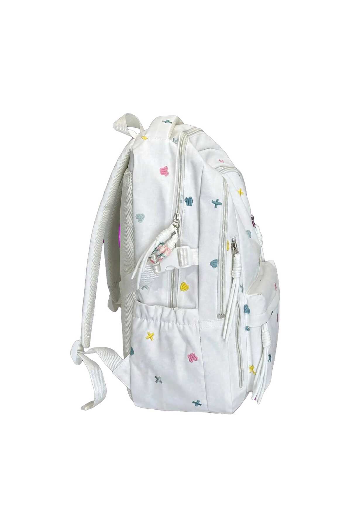 Ghiozdan pentru Fete, Model Japonez cu Broderie, Multicolor