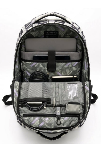 Rucsac pentru Copii, Temă Spațiu și Extratereștri, Compartiment Laptop/Tabletă, Albastru/Roșu
