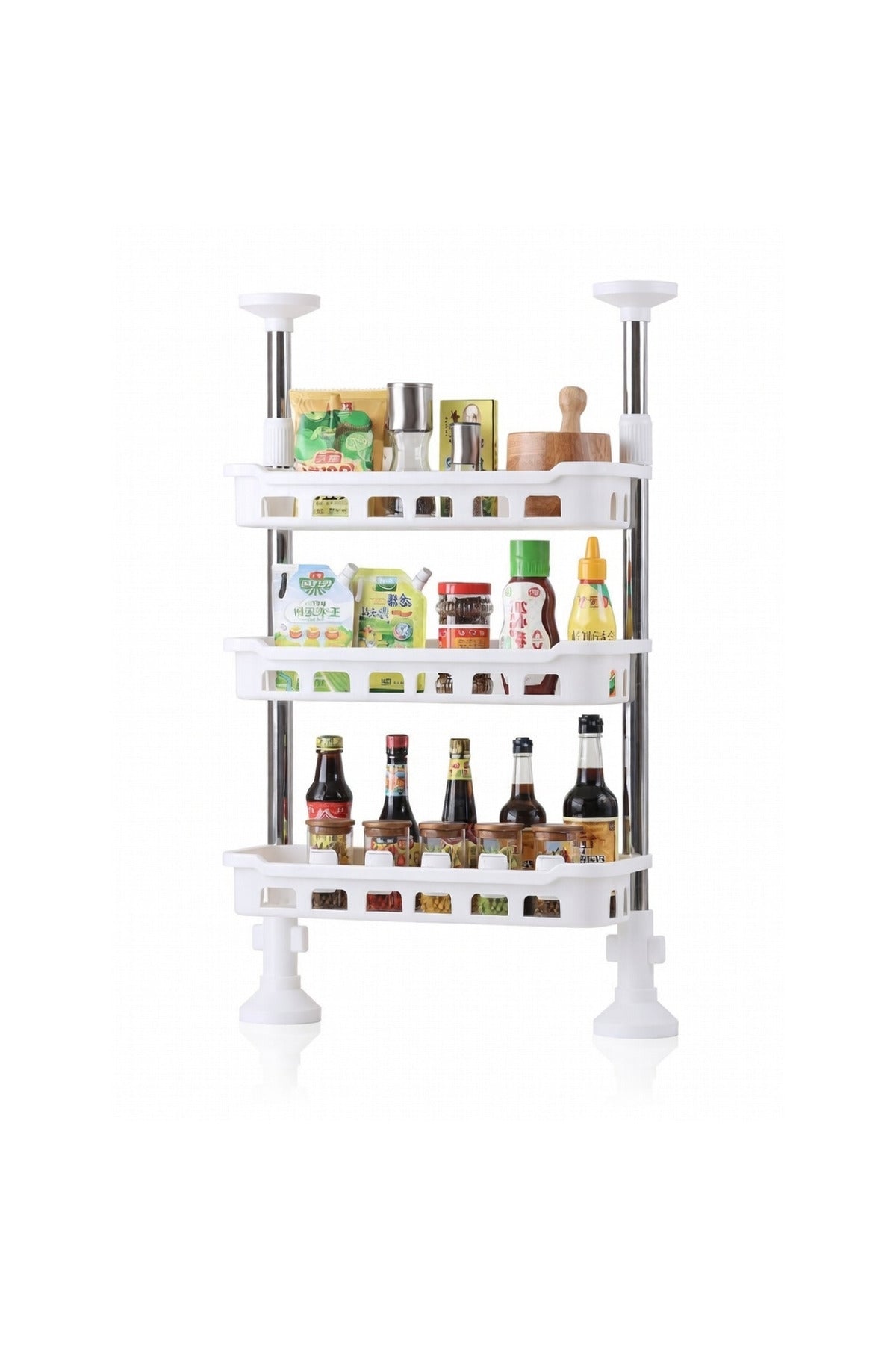 Raft organizator telescopic pentru bucătărie și baie, 3 polițe, 40-70 cm