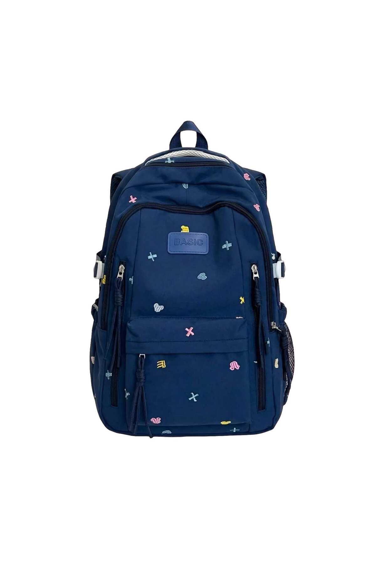 Ghiozdan pentru Fete, Model Japonez cu Broderie, Multicolor