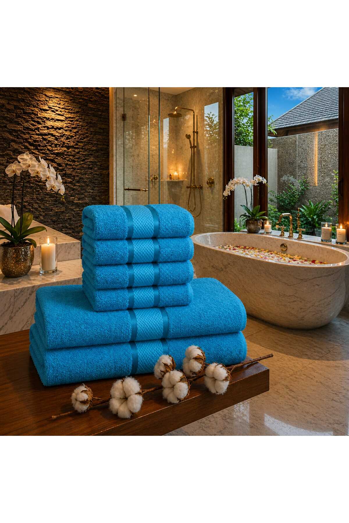 Set 6 Prosoape de Baie Premium, 100% Bumbac Pieptănat, Ultra-Absorbante și Pufoase, 420 G/m², Diverse Culori