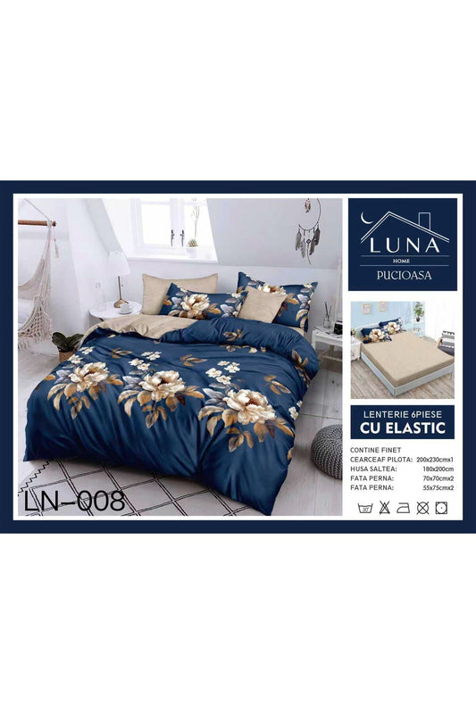 Set Lenjerie de Pat Finet 6 Piese (Pat Dublu) - Model Floral