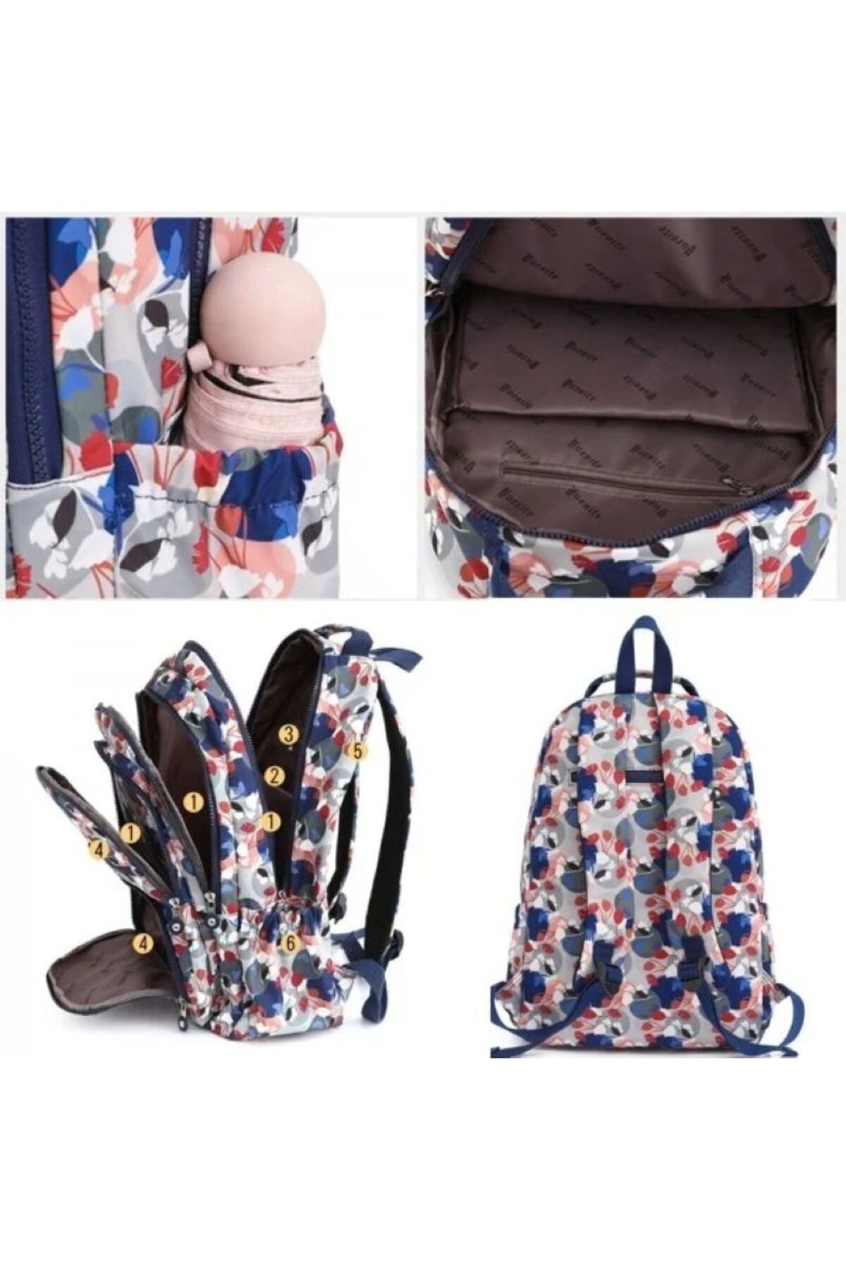 Ghiozdan Impermeabil Model Floral, Spațios, Multicolor