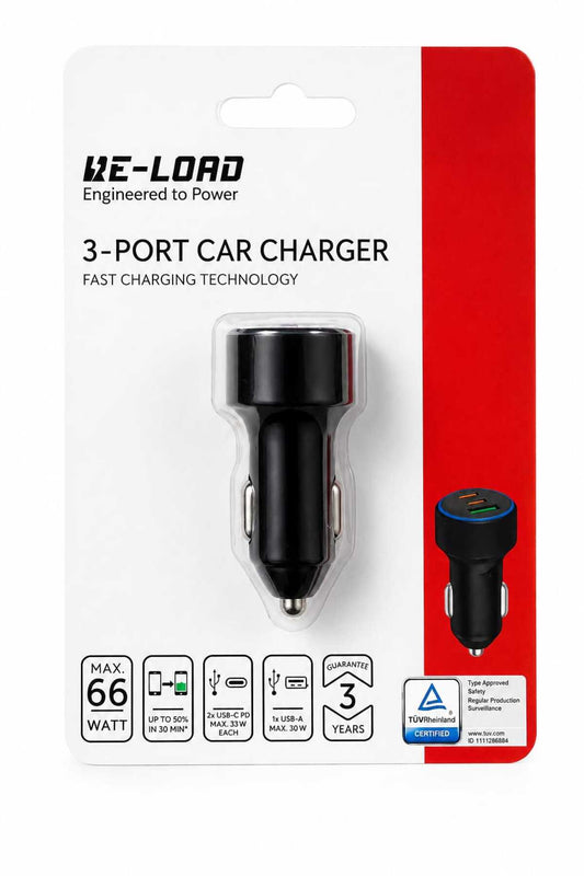 Încărcător Auto Rapid cu 3 Porturi