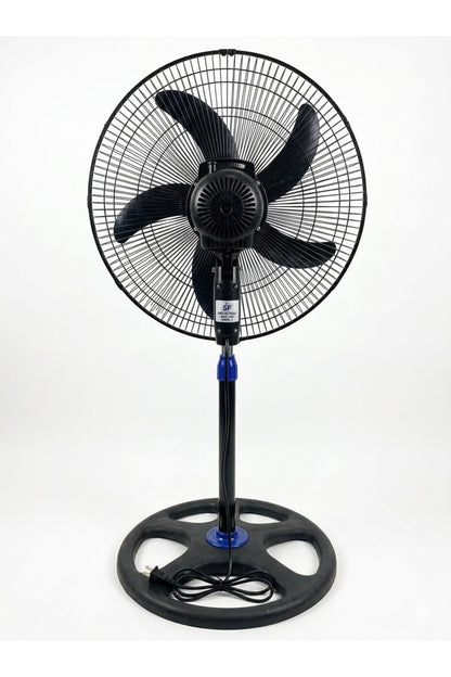 Ventilator Vertical cu Picior SF, Diametru 18" (45 Cm), Motor Puternic 55W, 3 Viteze, Elice Albastră 5 Palete, Înălțime Reglabilă, Negru