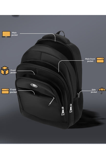 Rucsac Școală și Urban, Capacitate Mare, Compartiment Laptop, Negru
