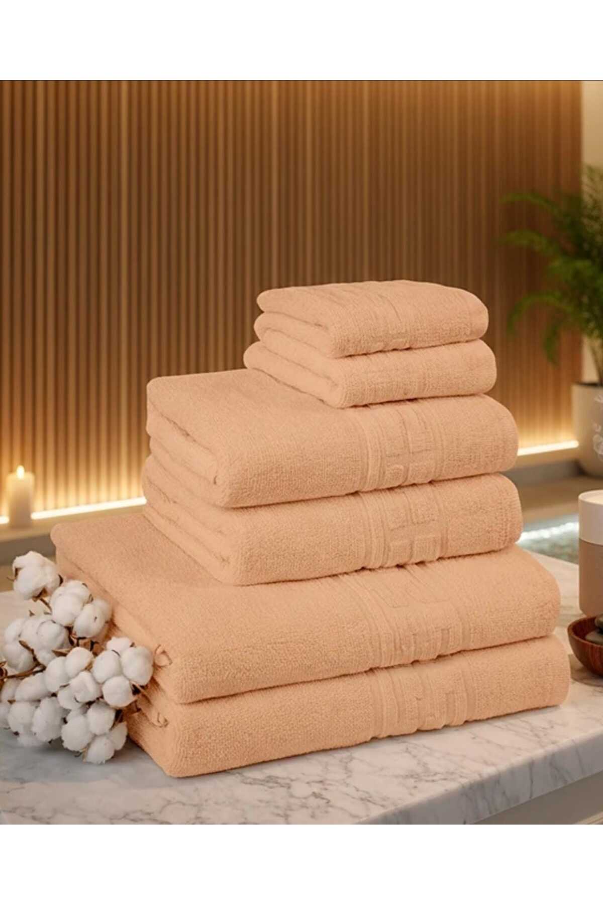 Set Prosoape Bumbac 100%, 6 Piese,diverse Culori, Absorbante și Fine,500gsm