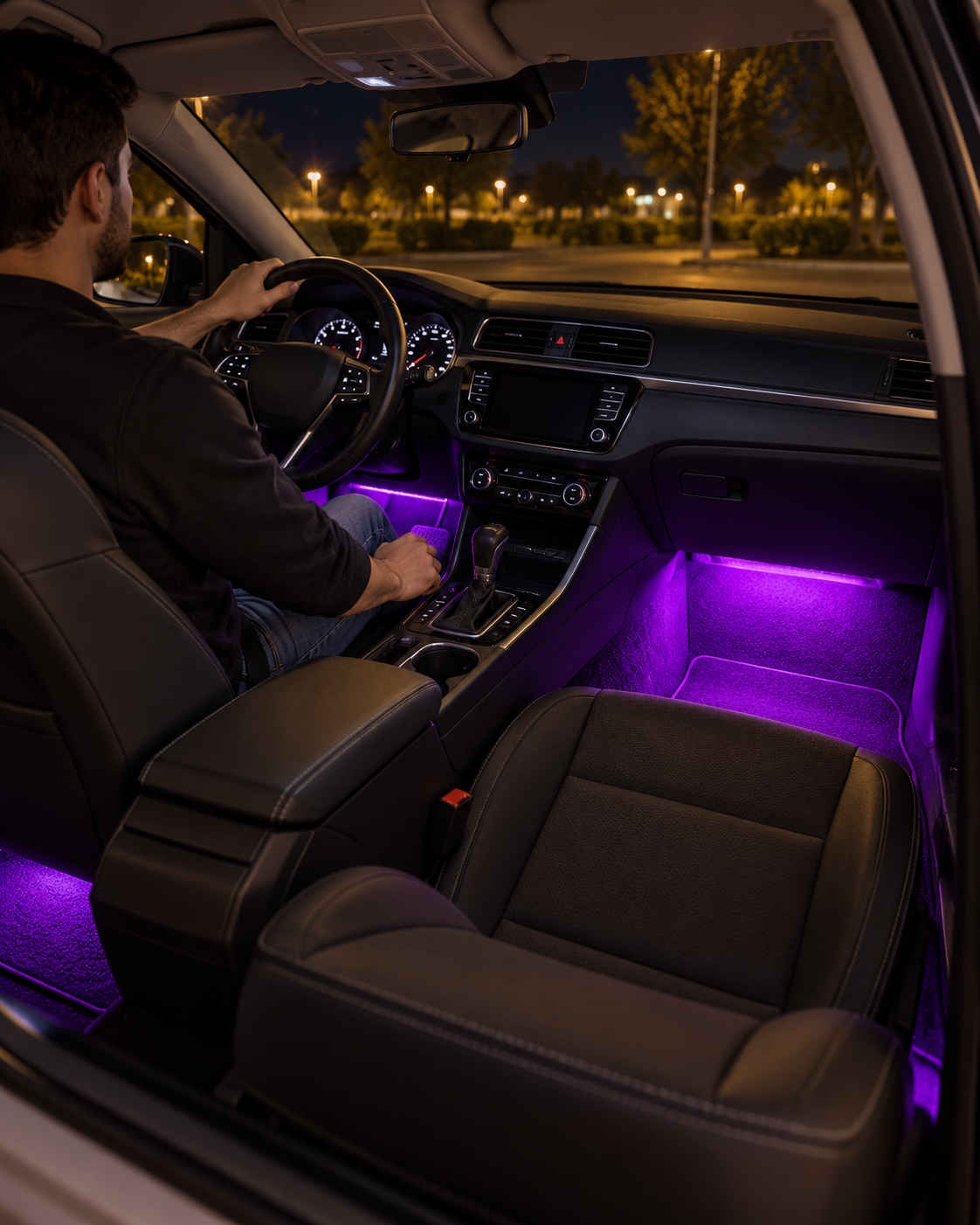 Kit iluminare ambientală LED pentru interiorul mașinii, 4 benzi RGB, activare la sunet, USB