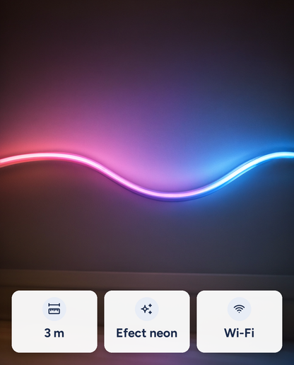 Bandă LED neon inteligentă LSC Smart Connect, 3 m, RGBIC și alb cald, Wi-Fi