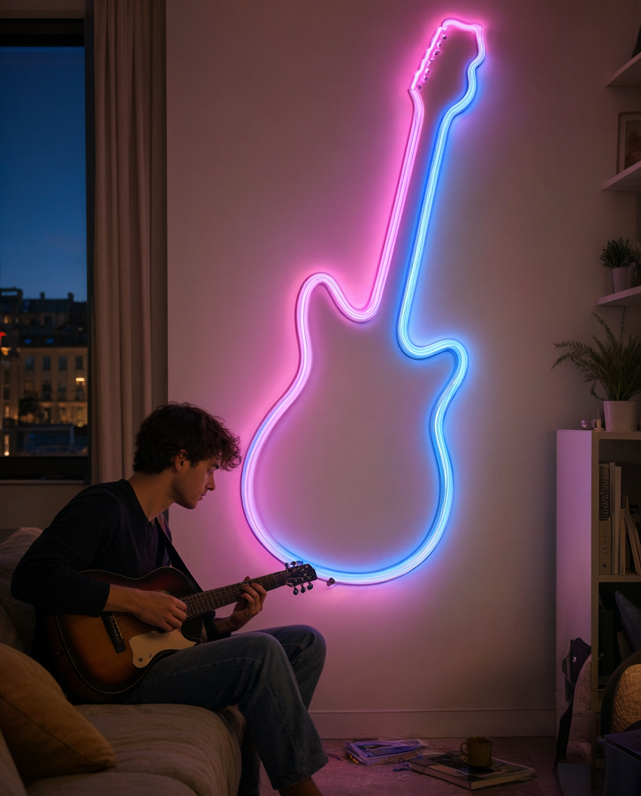 Bandă LED neon inteligentă LSC Smart Connect, 3 m, RGBIC și alb cald, Wi-Fi