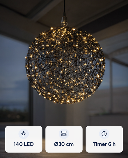 Glob luminos Twinkle, 140 LED, Ø30 cm, timer, interior și exterior