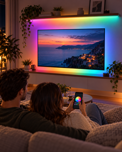 Bandă LED inteligentă LSC Smart Connect, RGBIC și alb reglabil, Wi-Fi, telecomandă