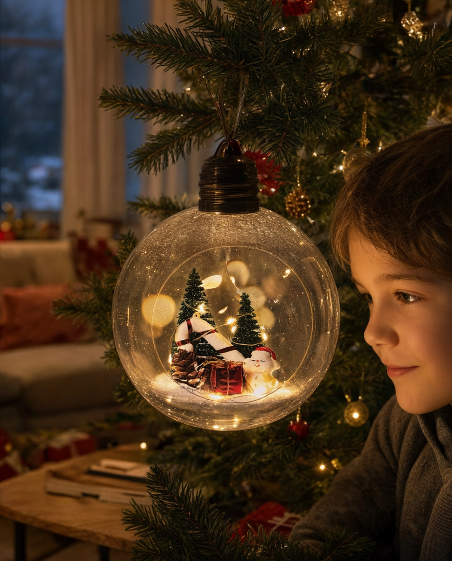 Glob de Crăciun decorativ cu lumină, 10 LED, 15 cm