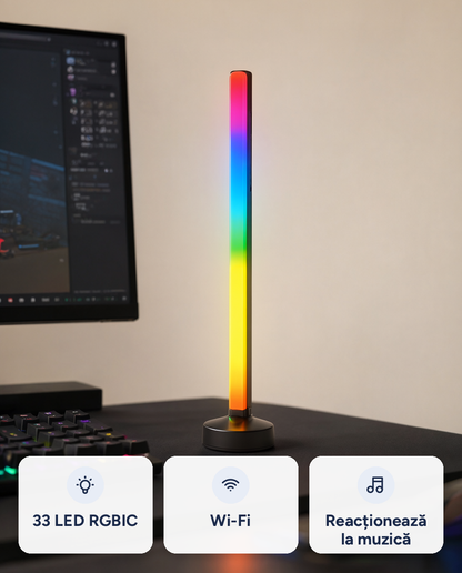 Bară LED RGBIC pentru gaming Battletron, 43,8 cm, Wi-Fi, aplicație și telecomandă