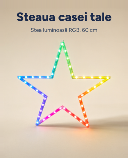 Stea luminoasă de Crăciun, LED RGB cu schimbare de culoare, 60 cm