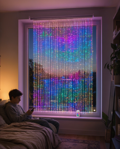 Perdea LED inteligentă 400 LED, RGB, 2 x 2 m, control din aplicație și telecomandă