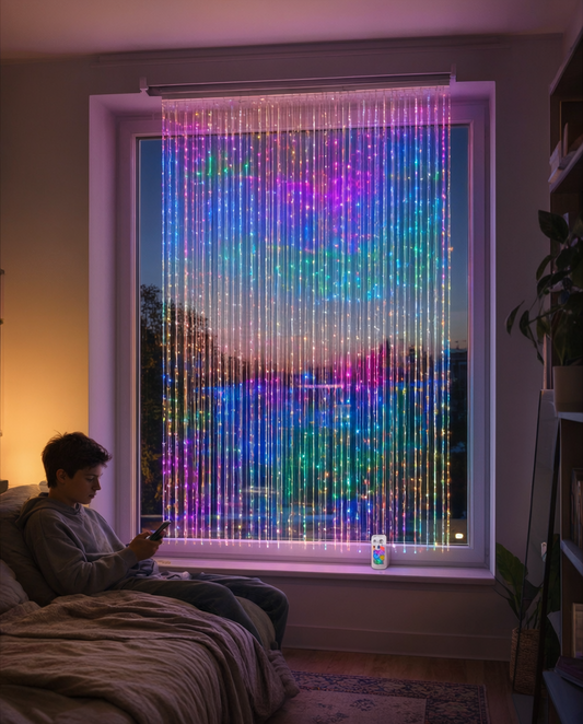 Perdea LED inteligentă 400 LED, RGB, 2 x 2 m, control din aplicație și telecomandă