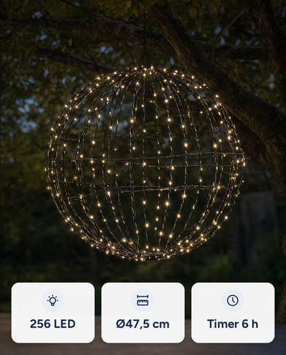 Glob luminos Twinkle mare, 256 LED, Ø47,5 cm, alb cald, timer