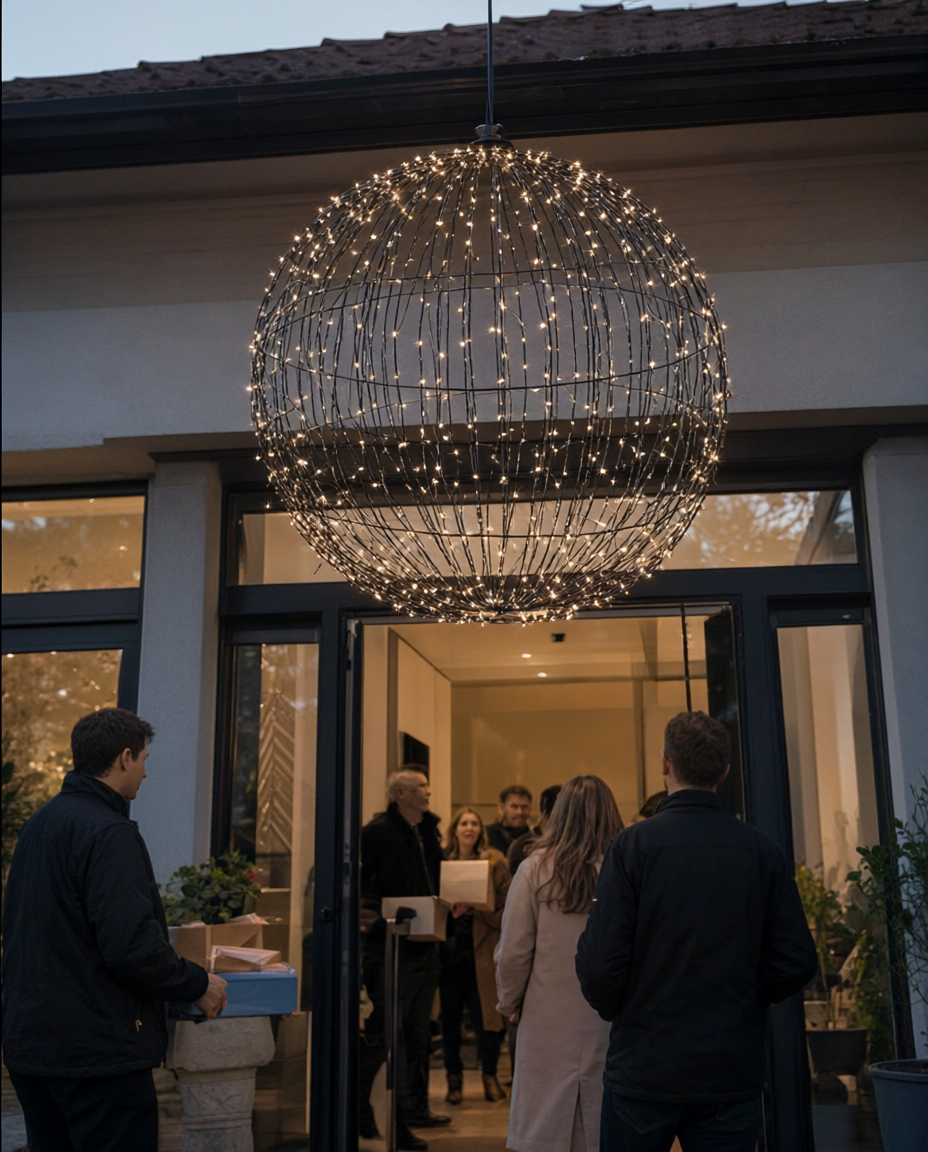 Glob luminos Twinkle mare, 256 LED, Ø47,5 cm, alb cald, timer
