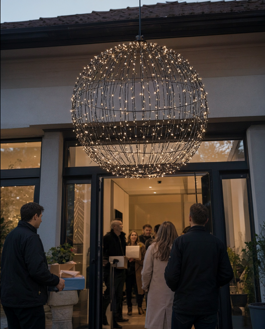 Glob luminos Twinkle mare, 256 LED, Ø47,5 cm, alb cald, timer