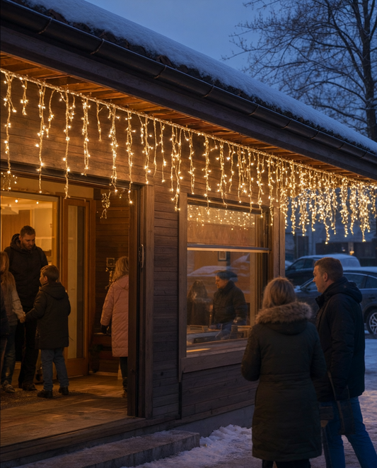 Instalație LED tip turțuri, 360 LED, alb cald, interior și exterior