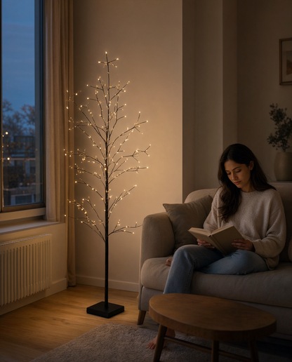 Copac decorativ cu LED, 216 LED, alb cald, 150 cm, timer