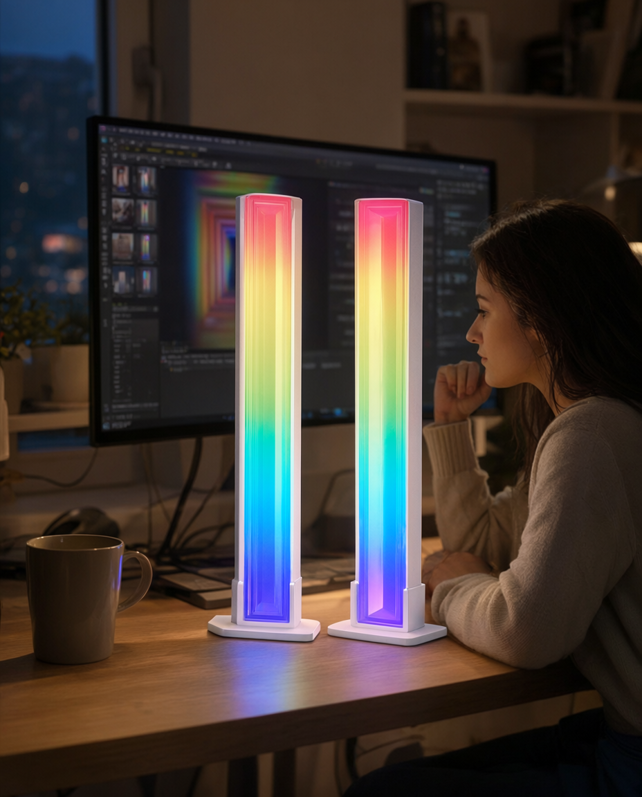 Set 2 bare de lumină LED RGB Tunnelvision, sincronizare muzică, telecomandă