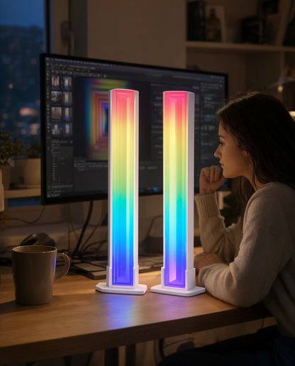 Set 2 bare de lumină LED RGB Tunnelvision, sincronizare muzică, telecomandă