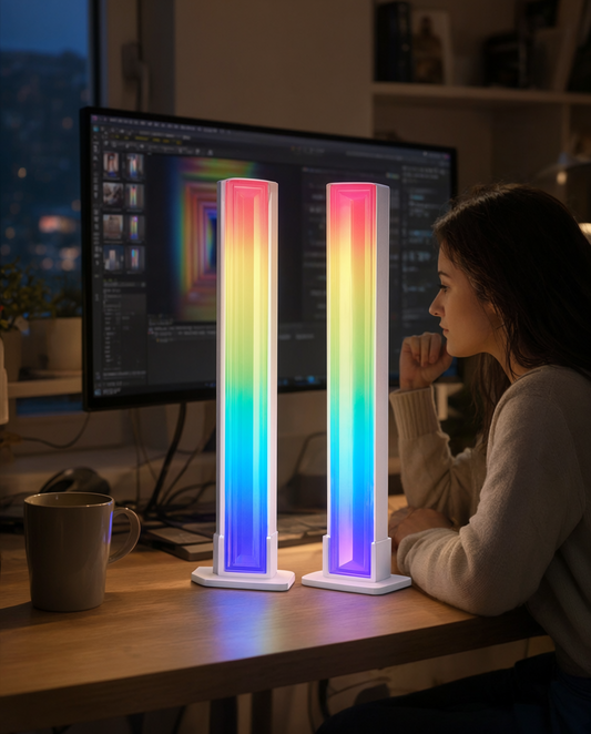 Set 2 bare de lumină LED RGB Tunnelvision, sincronizare muzică, telecomandă