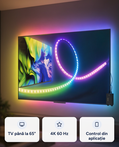 Kit iluminare ambientală TV cu HDMI Sync Box LSC Smart Connect, bandă LED 2,6 m