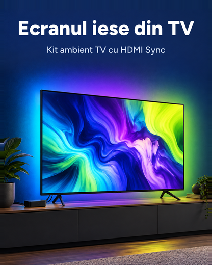 Kit iluminare ambientală TV cu HDMI Sync Box LSC Smart Connect, bandă LED 2,6 m