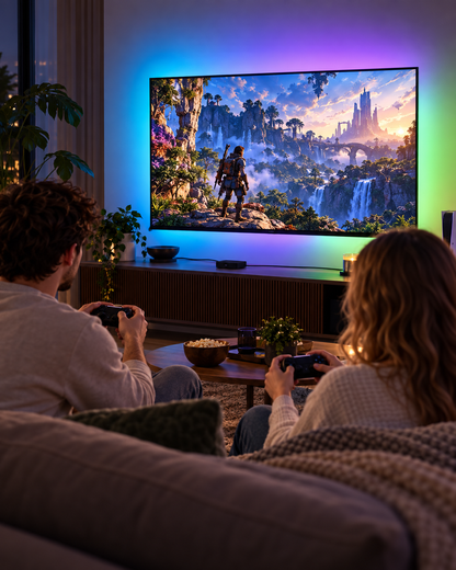 Kit iluminare ambientală TV cu HDMI Sync Box LSC Smart Connect, bandă LED 2,6 m